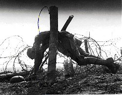 Soldato caduto sul filo spinato