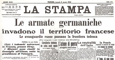 La Stampa del 3 Agoato, 1914