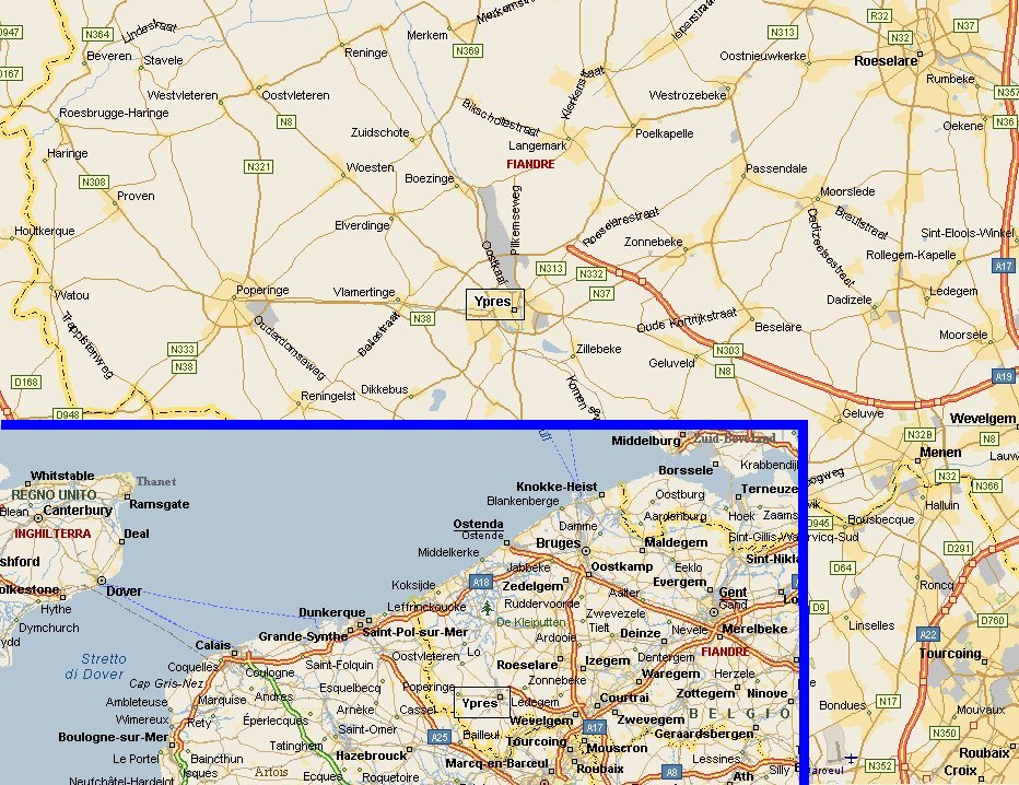 Localizzazione geografica di Ypres