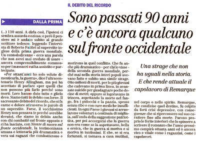 Il Debito del Ricordo, da un articolo de Il Giorno, del 18 Aprile 2008