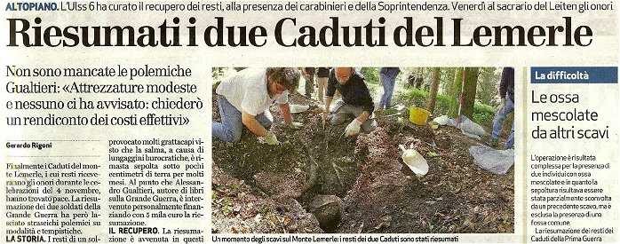 riesumati i due caduti del Lèmerle