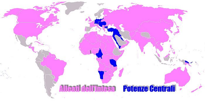 Lo schieramento della Grande Guerra 1914-1918