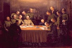 La firma dell'armistizio a Villa Giusti