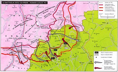 La mappa della Battaglia degli Altipiani