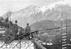 L'arrivo di una teleferica italiana sull'Isonzo